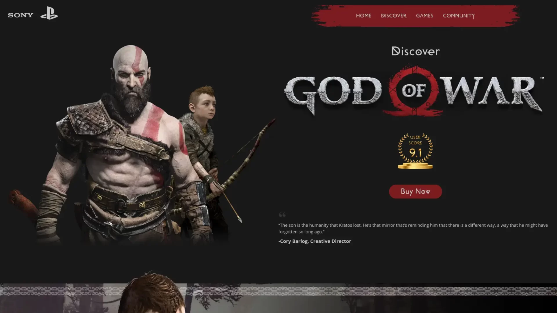 God of War video game website design cover page